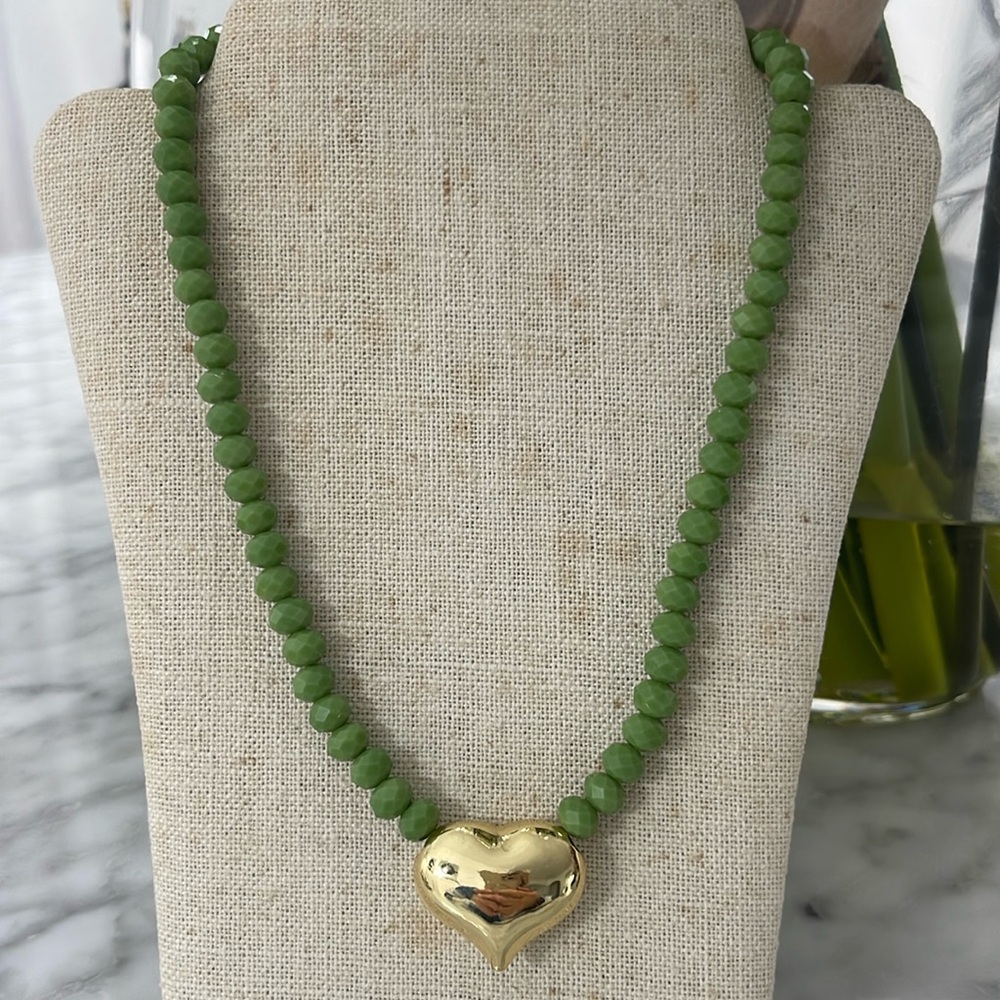 Gold Heart Crystal Necklace